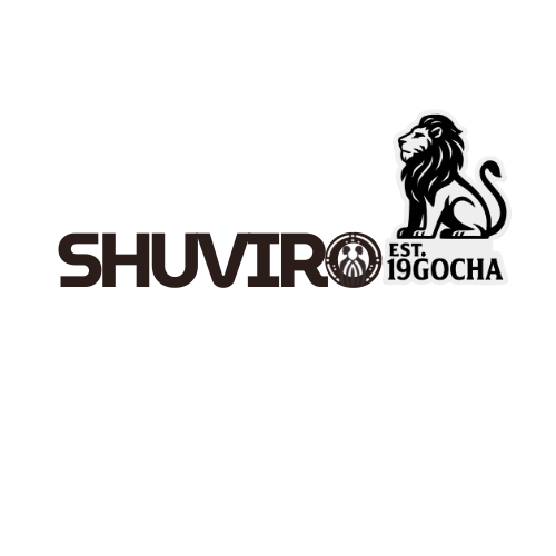 (for accessibility + SEO) “Shuviro logo featuring bold text and seated lion with the tagline ‘EST. 19GOCHA’.”